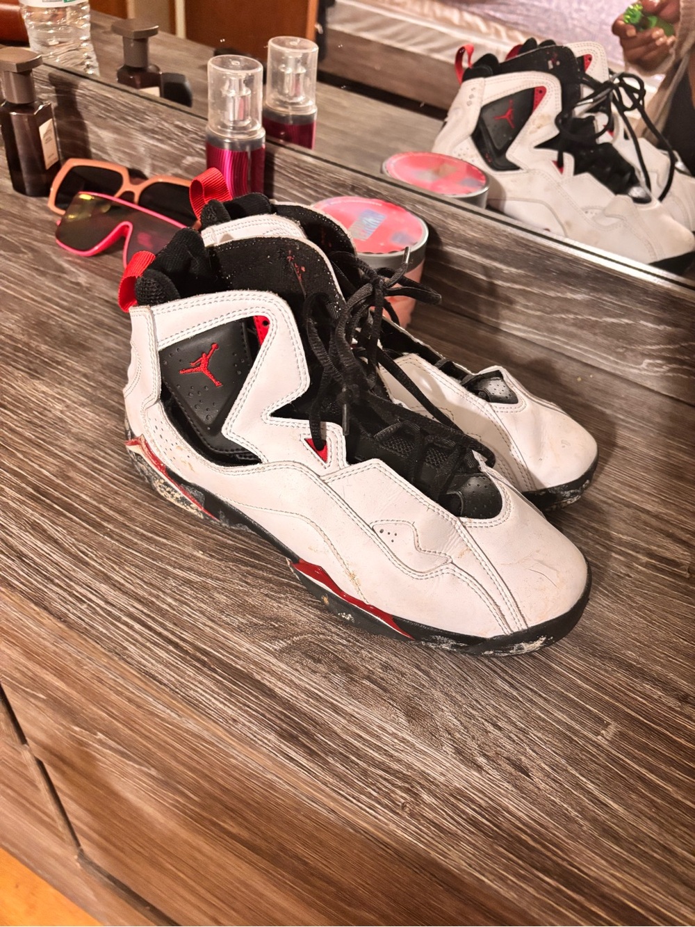 Jordan Kids White Black and Red High-Top Sneakers